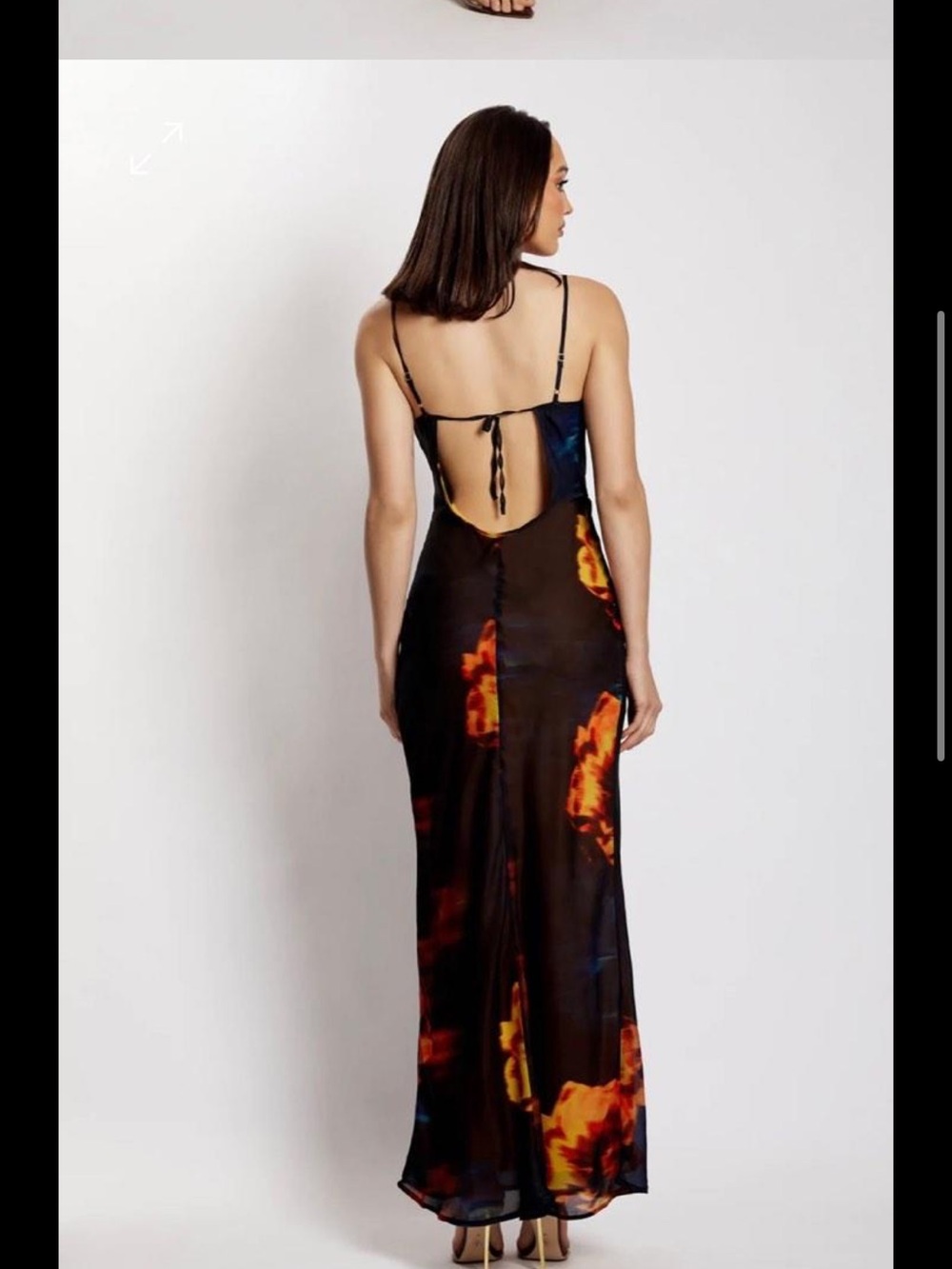 Meshki Cowl Neck Slip Maxi Dress in Fiery Abstract Print - Picture 3 of 3